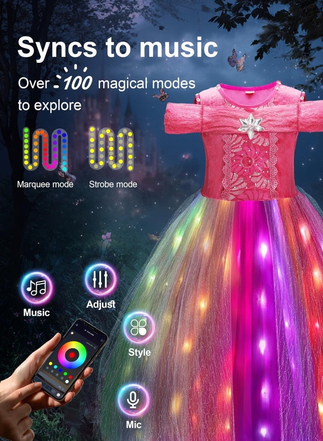 UPORPOR Princess Dress Up for Girls, Syncs with Music, App-Control Princess Clothes, RGB Led Light Up Halloween Costume with 4 Accessories Gift for 3-9 year old girls - Image 2